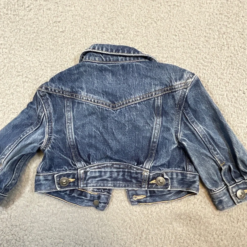Gap Denim Trucker Jacket Kids 12-18 Months Blue Excellent Cotton Cropped Wash